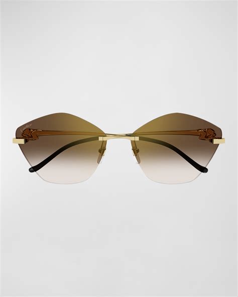 Cartier Rimless Metal Alloy Butterfly Sunglasses